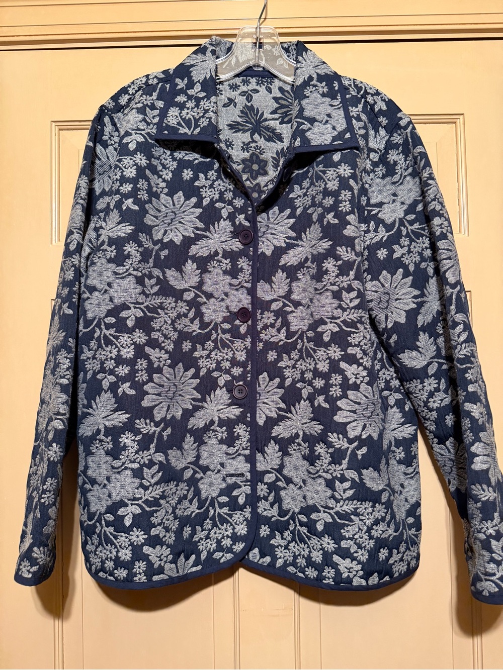 Women's Reversible Navy Floral Tapestry Jacket